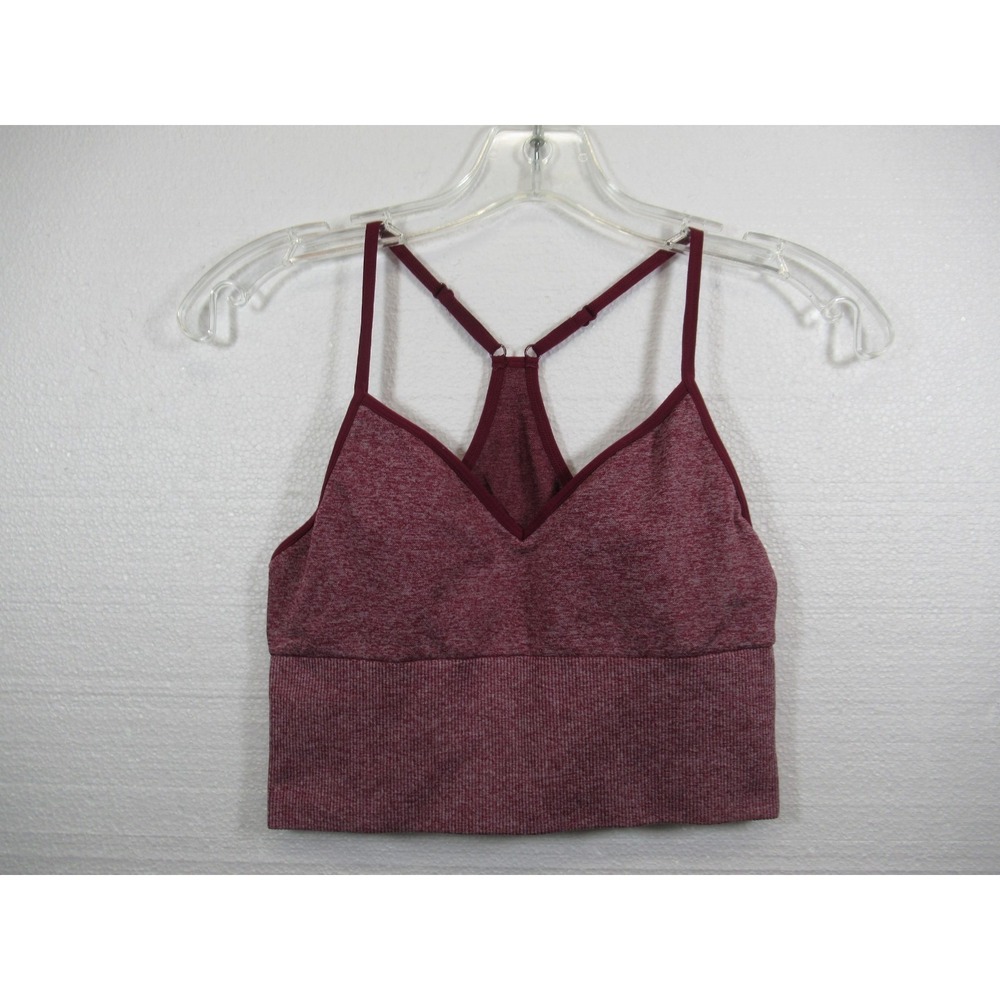 Victoria's Secret PINK Active Seamless Crop Sports Bra Small Dark Pink Wireless